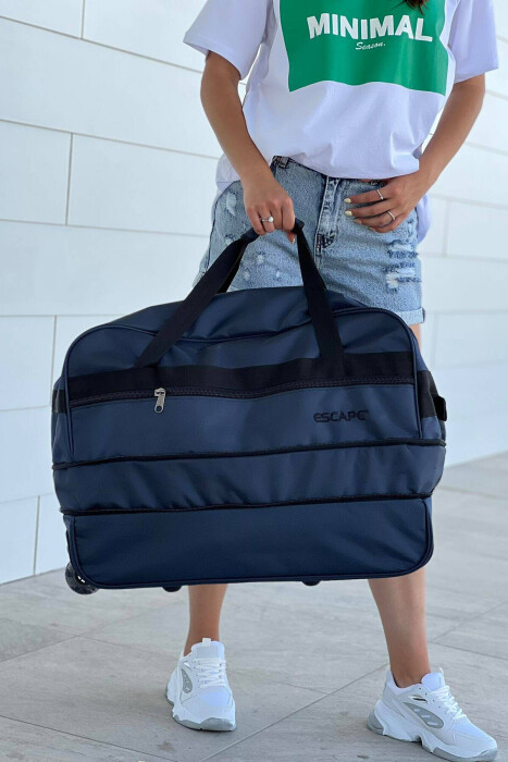 HANDLE AND WHEEL TRAVELING BAG DARK BLUE/BEE - 3