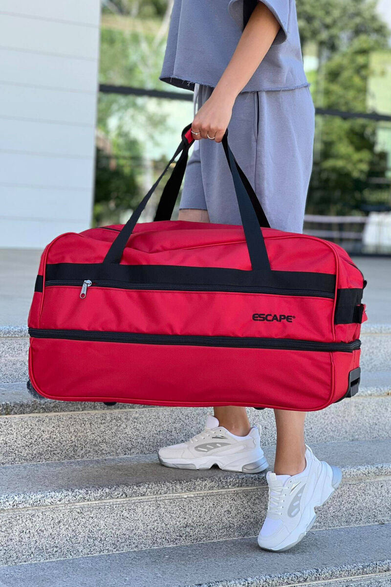 ÇANTË UDHËTIMI ME DOREZË DHE RROTA NË NGJYRËN E KUQE - 5