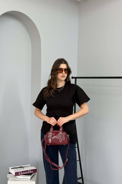 ÇANTE LEKURE NJE NGJYRESHE PER FEMRA NE NGJYRE VISHNJE - 2