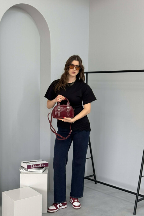 ÇANTE LEKURE NJE NGJYRESHE PER FEMRA NE NGJYRE VISHNJE - 3