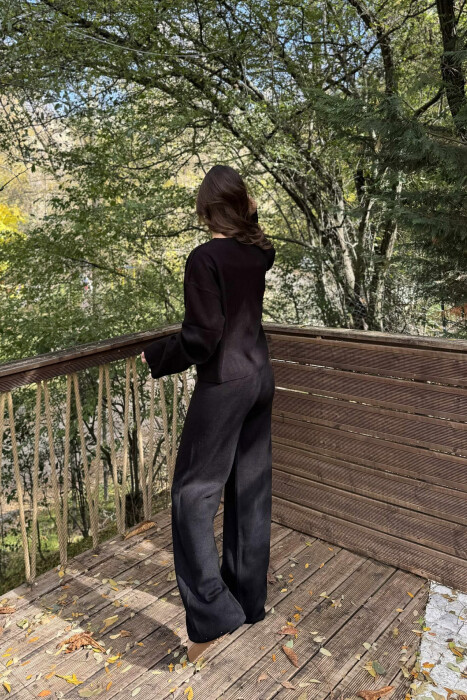 CARDIGAN+TROUSERS ONE COLOR SIMPLE WOMEN SET BLACK/ E ZEZE - 4