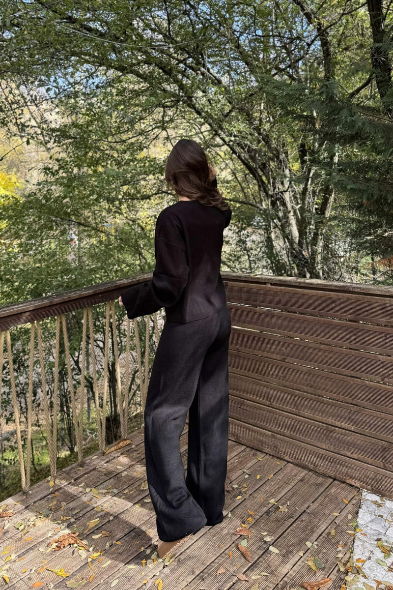 CARDIGAN+TROUSERS ONE COLOR SIMPLE WOMEN SET BLACK/ E ZEZE - 4