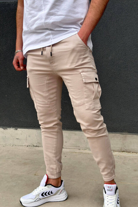 CARGO ONE COLOR POCKET MEN CARGO PANTS BEIGE/BEZHE - 2