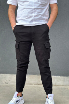 CARGO ONE COLOR POCKET MEN CARGO PANTS BLACK/ E ZEZE 