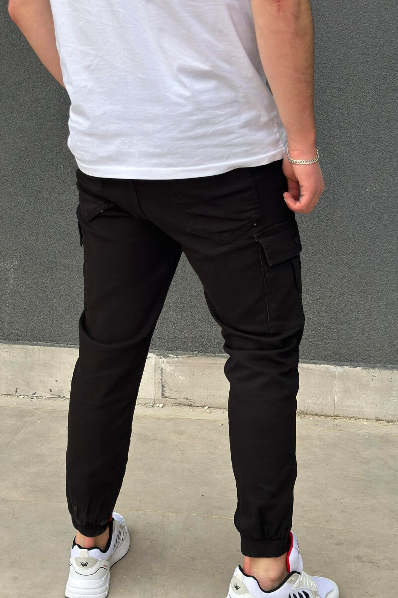 CARGO ONE COLOR POCKET MEN CARGO PANTS BLACK/ E ZEZE - 2