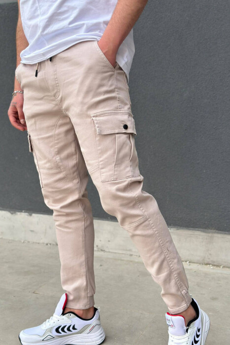 CARGO ONE COLOR POCKET MEN CARGO PANTS LIGHT BEIGE/BZHZB - 2