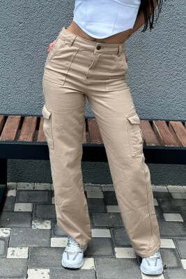 CARGO WIDE LEG WOMAN JEAN BEIGE/BEZHE 