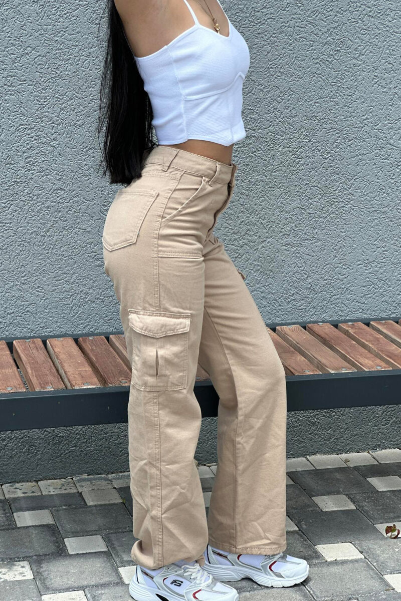 CARGO WIDE LEG WOMAN JEAN BEIGE/BEZHE - 3