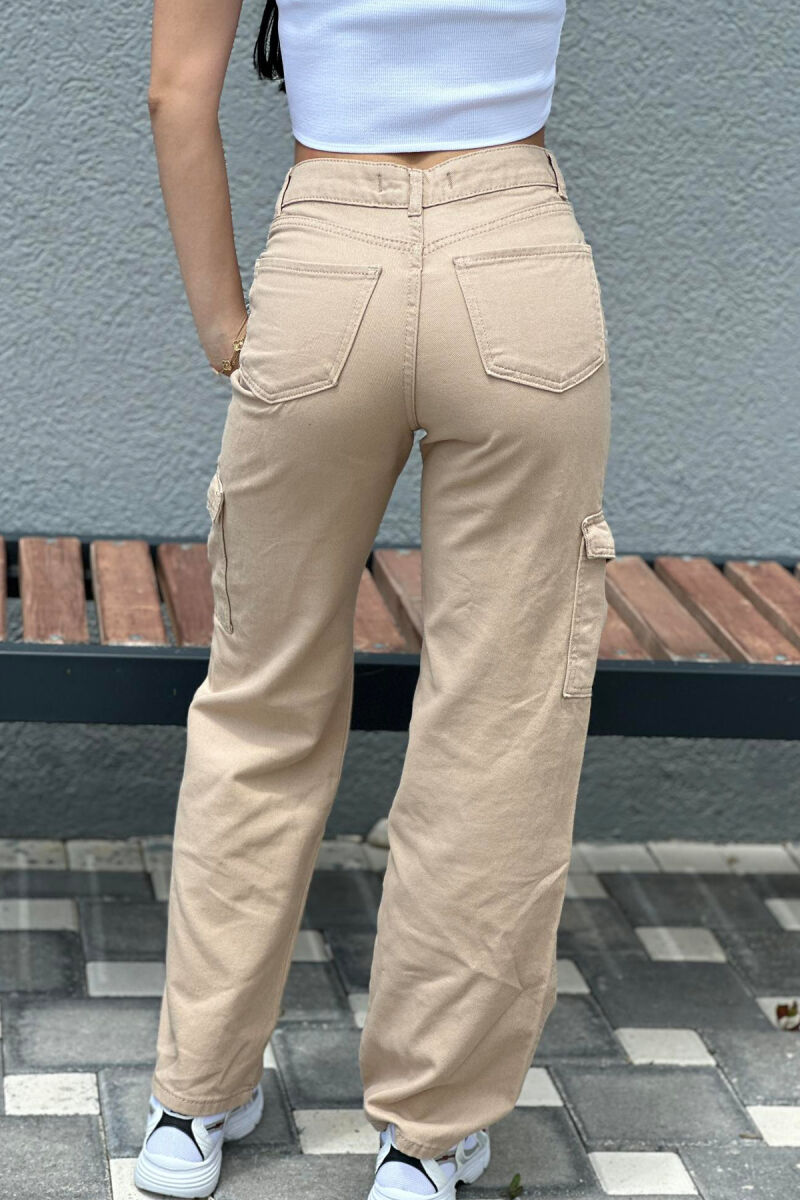 CARGO WIDE LEG WOMAN JEAN BEIGE/BEZHE - 4