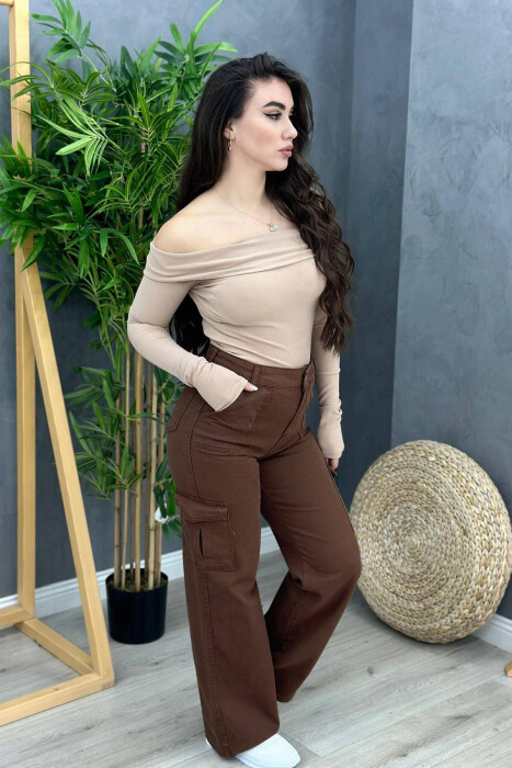 CARGO WOMAN JEANS BROWN/KAFE - 2