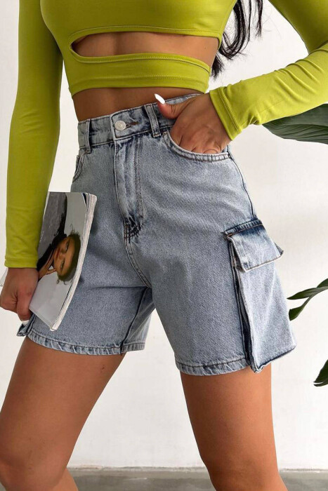 CARGO WOMAN SHORTS LIGHTBLUE/BZ - 1