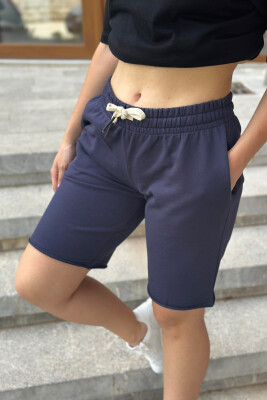 CASUAL ONE COLOR WOMAN SHORTS DARK BLUE/BEE 