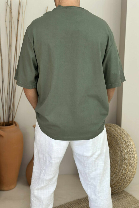 CAT IMAGE SIMPLE MEN T-SHIRT GREEN/JESHILE - 3