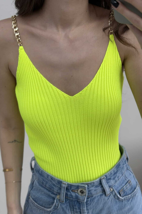 CHAIN DETAIL ONE COLOR WOMEN TANK TOP NEON/NEON - 2