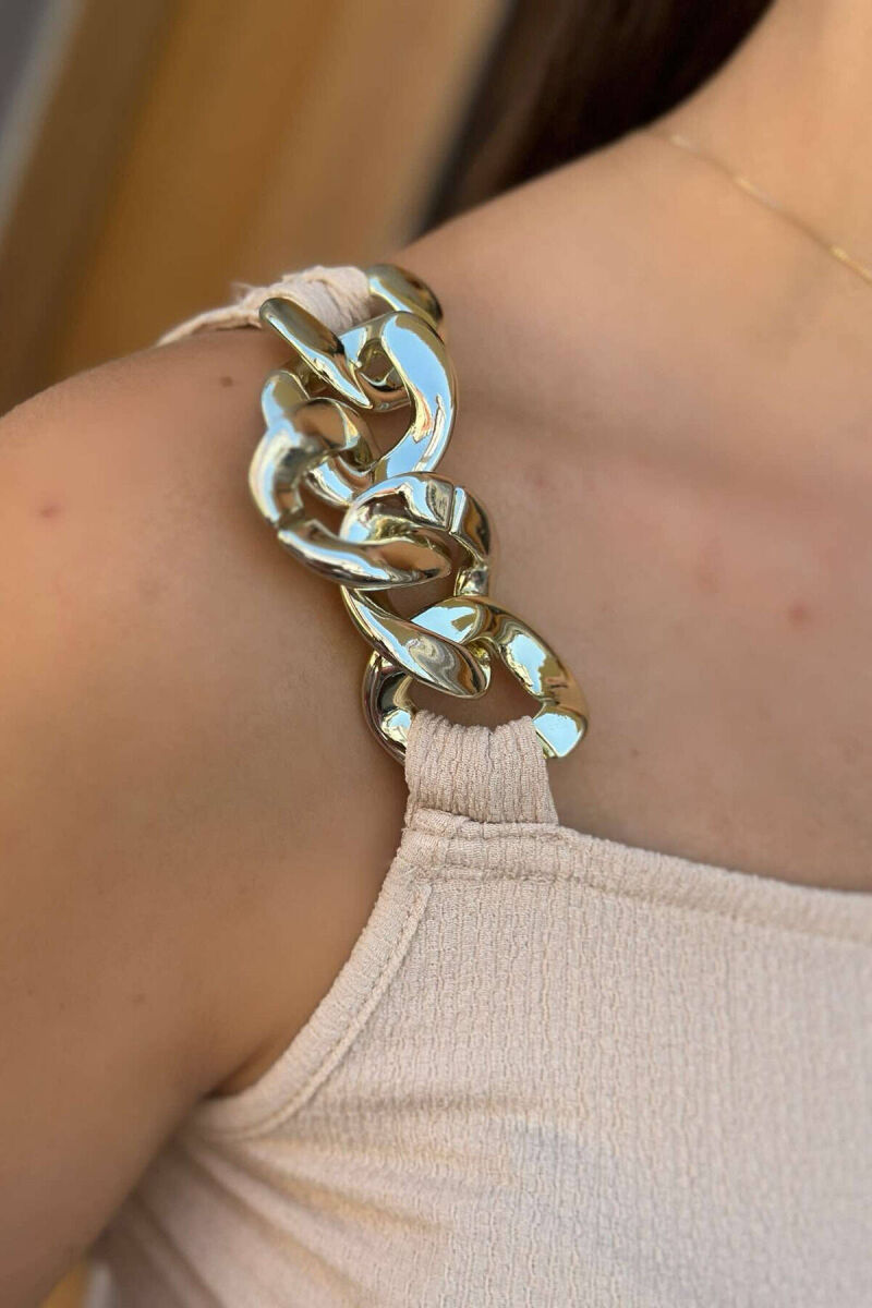 CHAIN DETAIL WOMEN TANK TOP BEIGE/BEZHE - 2