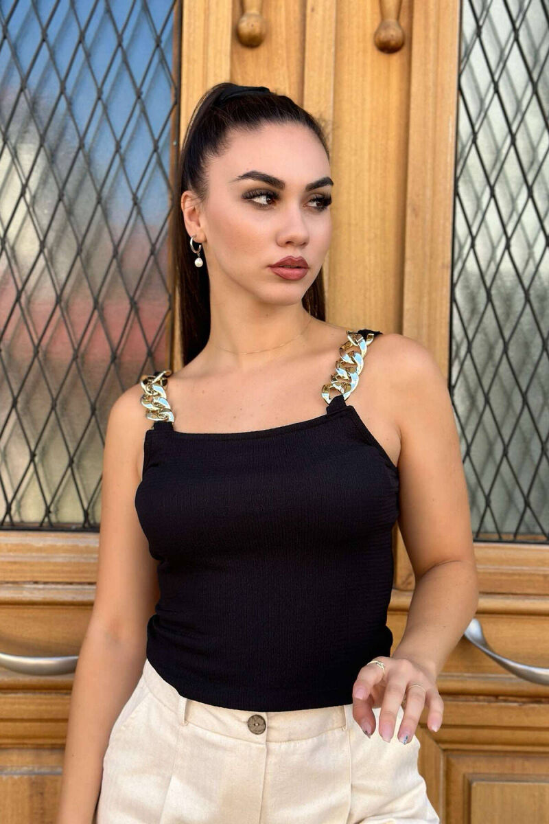 CHAIN DETAIL WOMEN TANK TOP BLACK/ E ZEZE - 3