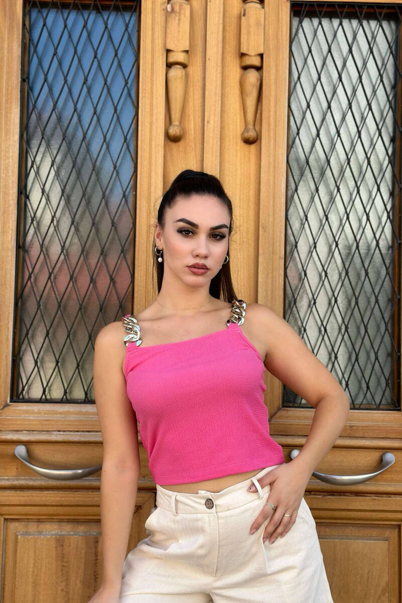 CHAIN DETAIL WOMEN TANK TOP PINK/ROZE - 1