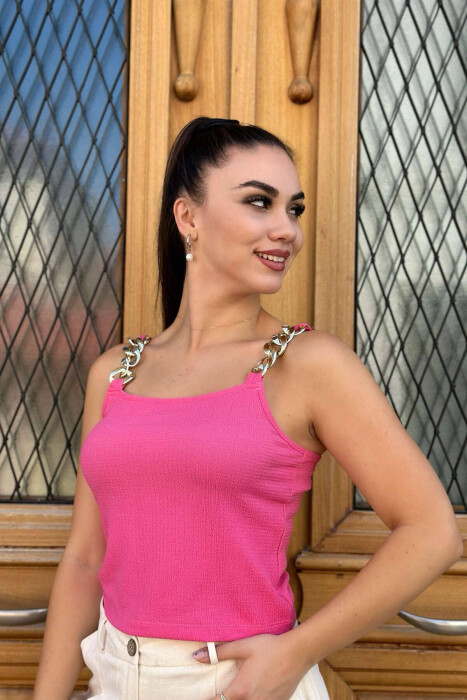 CHAIN DETAIL WOMEN TANK TOP PINK/ROZE - 3