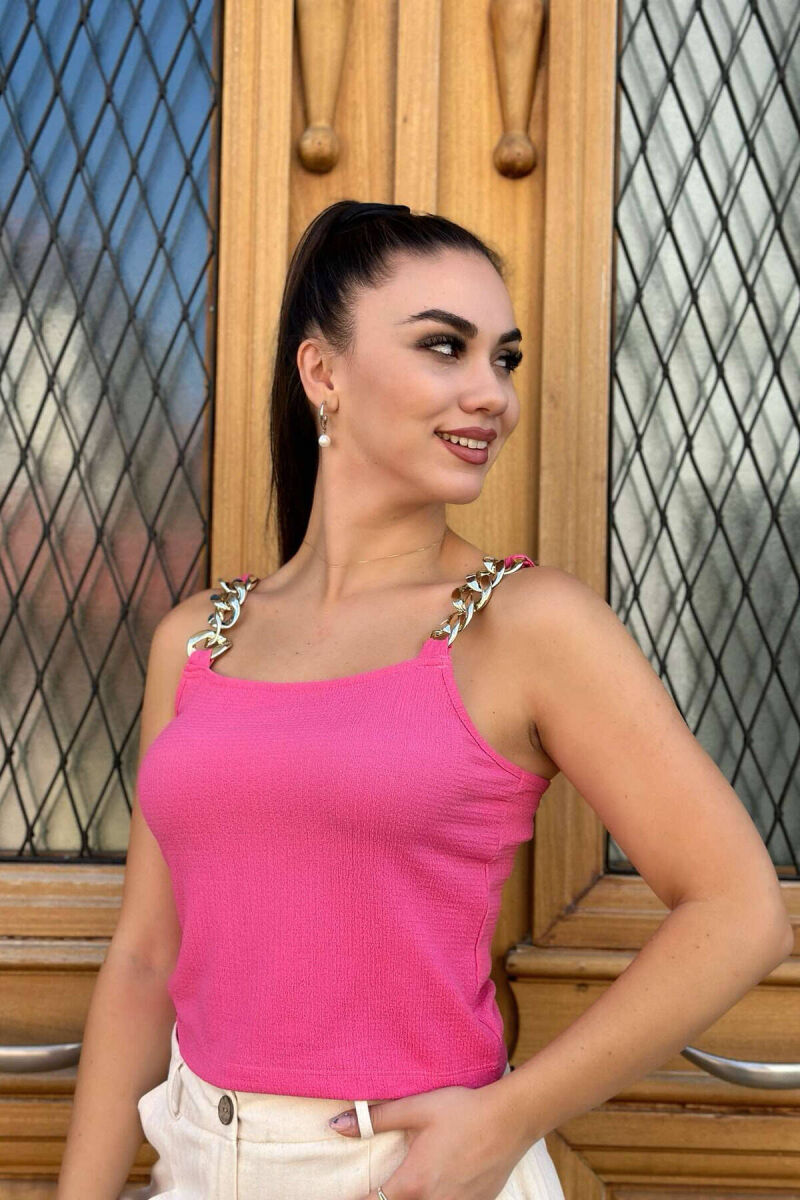 CHAIN DETAIL WOMEN TANK TOP PINK/ROZE - 3
