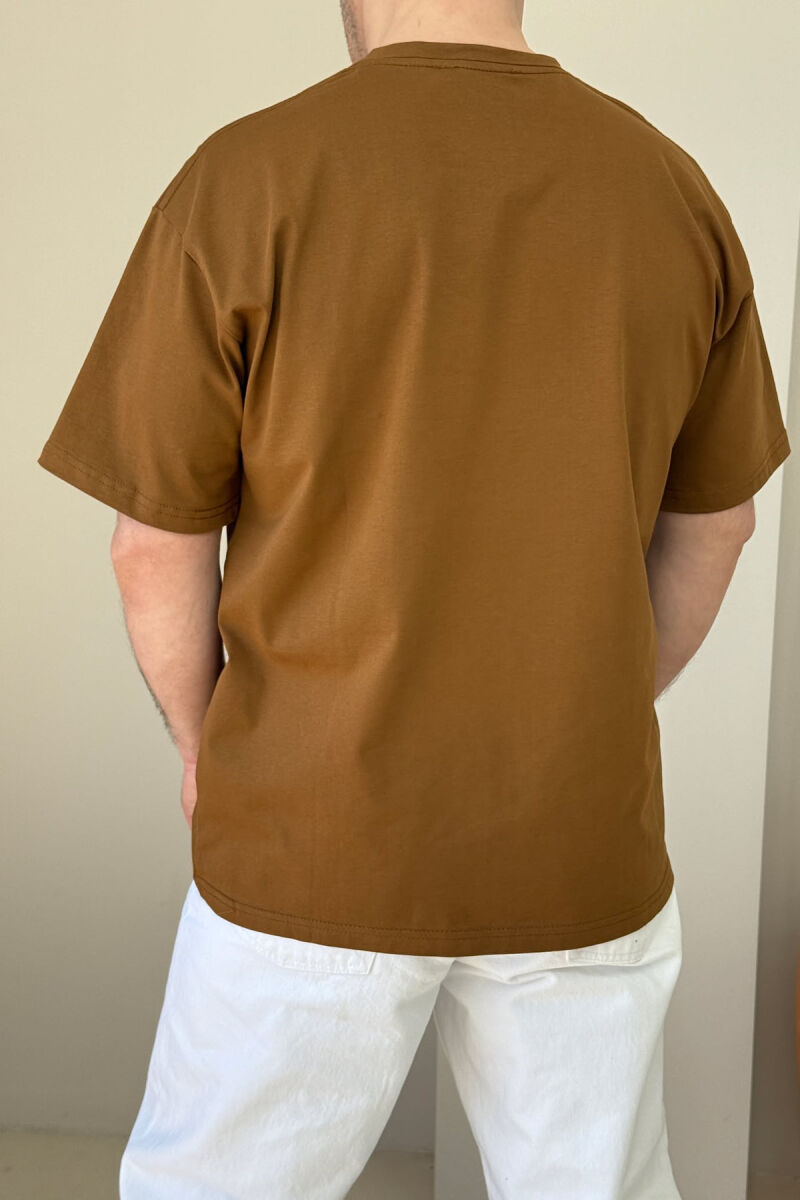CHANGE TAKES TIME WRITTING MEN T-SHIRT BROWN/KAFE - 4