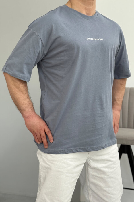 CHANGE TAKES TIME WRITTING MEN T-SHIRT GREY/GRI - 1