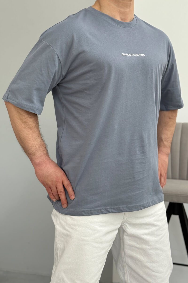 CHANGE TAKES TIME WRITTING MEN T-SHIRT GREY/GRI - 1