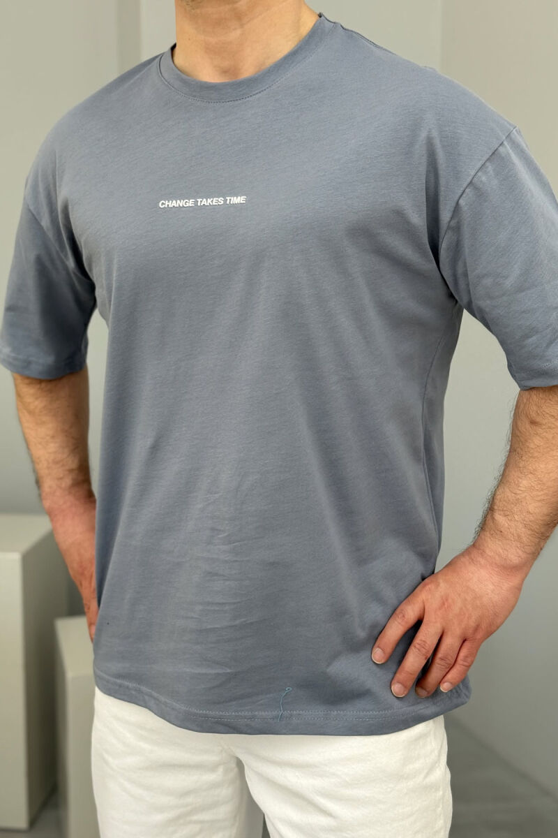 CHANGE TAKES TIME WRITTING MEN T-SHIRT GREY/GRI - 4