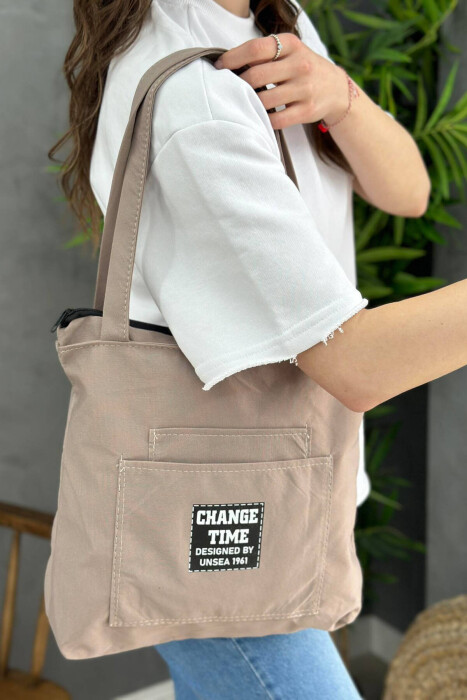 CHANGR TIME WOMAN TOTE BAG LIGHT BROWN/KAZB 