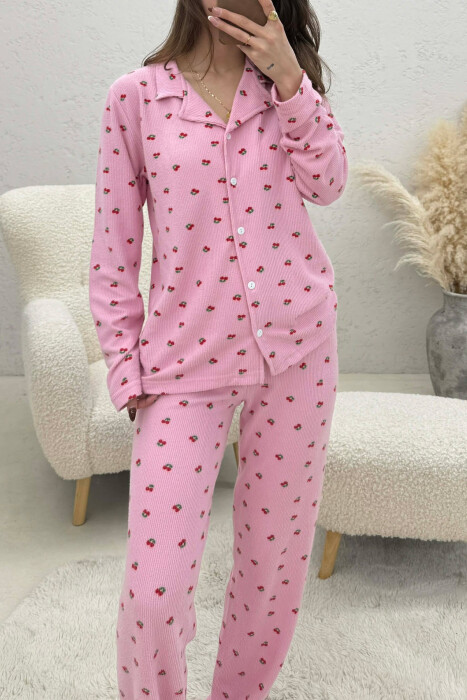 CHERRY DESIGN SHIRT+TROUSERS WOMEN PYJAMAS PINK/ROZE - 1