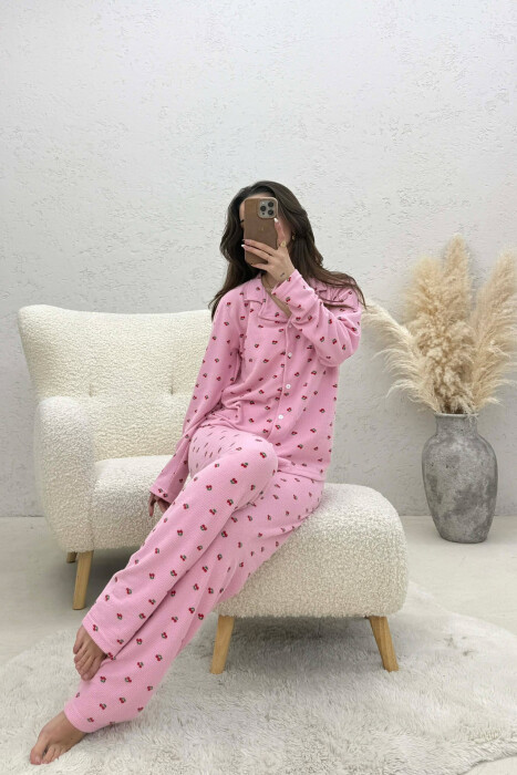 CHERRY DESIGN SHIRT+TROUSERS WOMEN PYJAMAS PINK/ROZE - 4