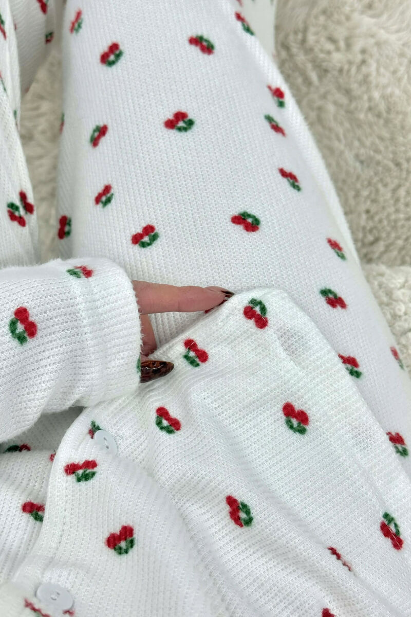 CHERRY DESIGN SHIRT+TROUSERS WOMEN PYJAMAS WHITE-E BARDHE - 4