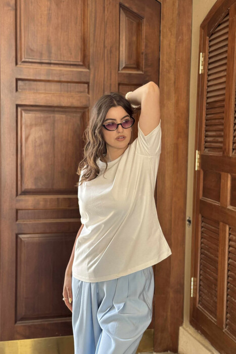 CHERRY LOGO ONE COLOR ROUND NECK WOMEN T-SHIRT WHITE-E BARDHE - 9