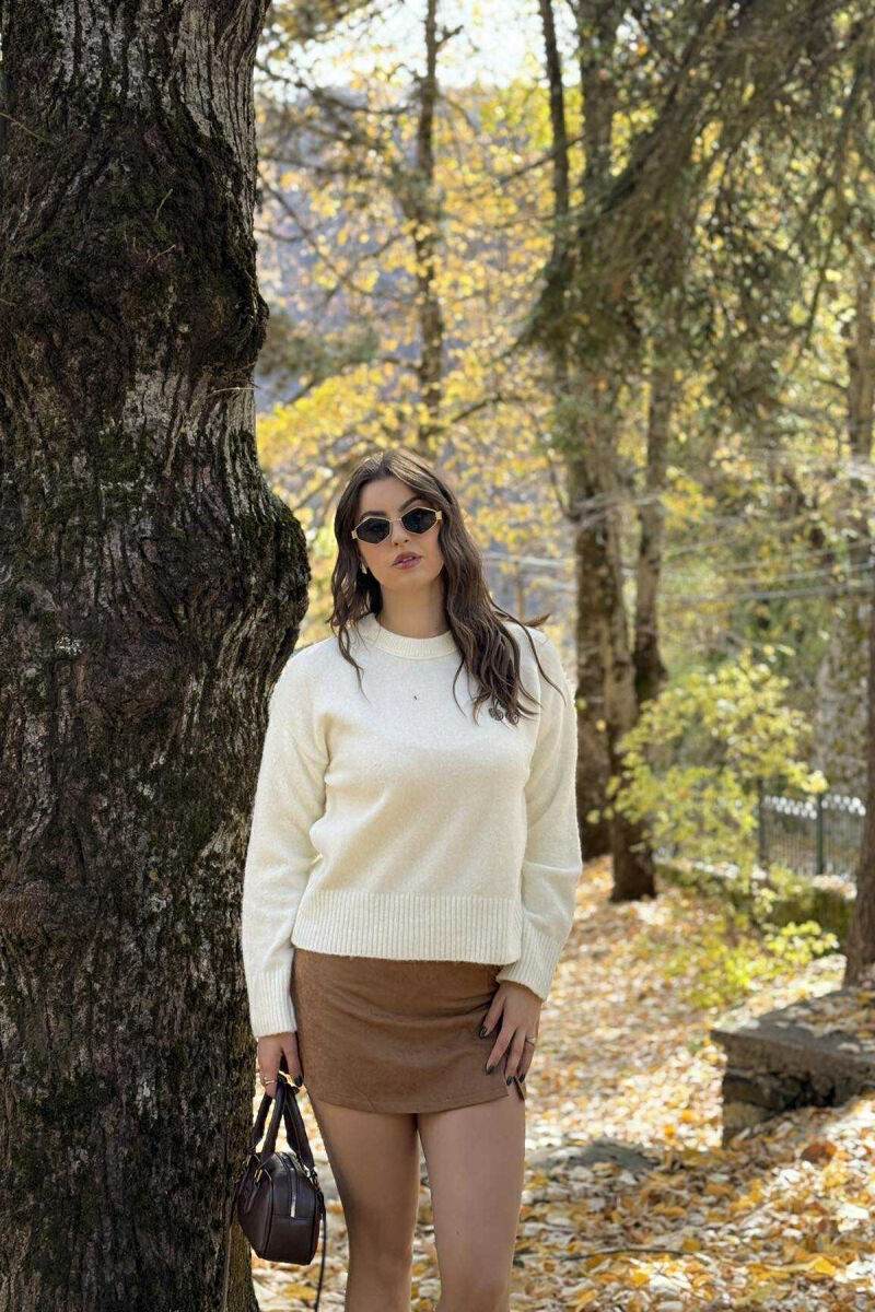 CHERRY LOGO ROUND NECK WOMEN SWEATER CREAM/KREM - 2