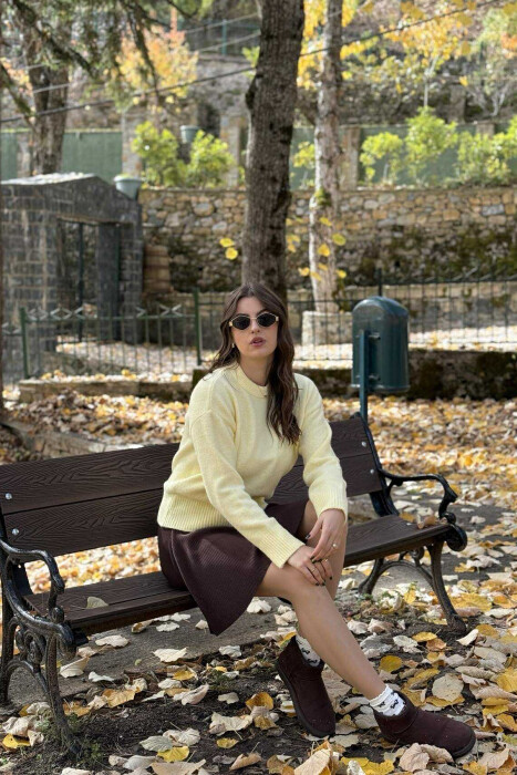 CHERRY LOGO ROUND NECK WOMEN SWEATER YELLOW/E VERDHE - 3