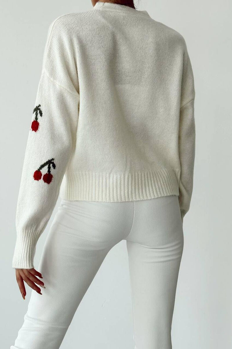 CHERRY RED BUTTONS WOMAN CARDIGAN WHITE-E BARDHE - 2