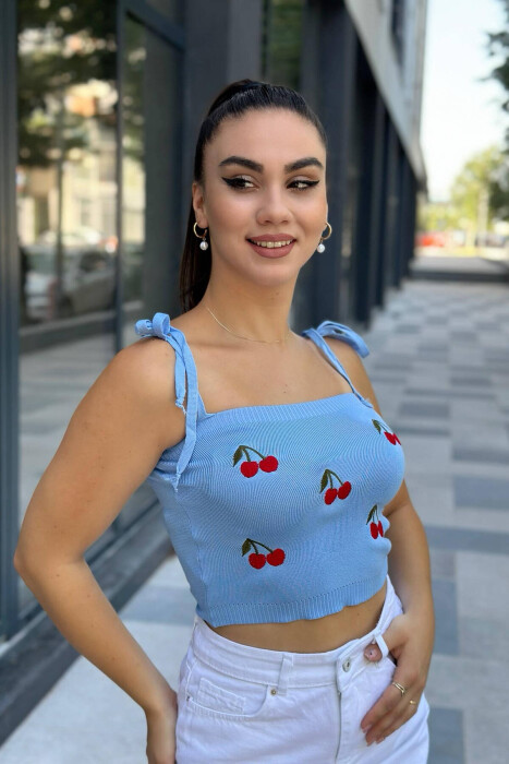 CHERRY WOMAN TANK TOP BABY BLUE/BLU BY - KLAUDIO FASHION