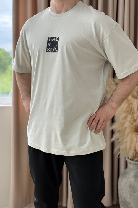 CHEST SQUARE BADGE ONE COLOR MEN T-SHIRT BEIGE/BEZHE 