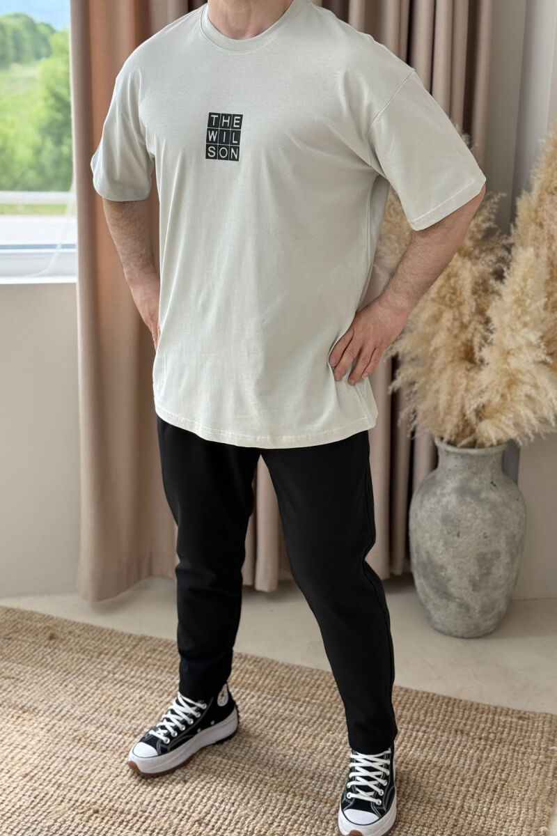 CHEST SQUARE BADGE ONE COLOR MEN T-SHIRT BEIGE/BEZHE - 2
