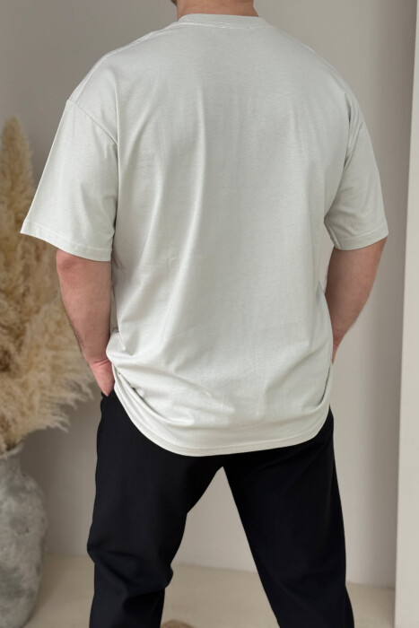 CHEST SQUARE BADGE ONE COLOR MEN T-SHIRT BEIGE/BEZHE - 4