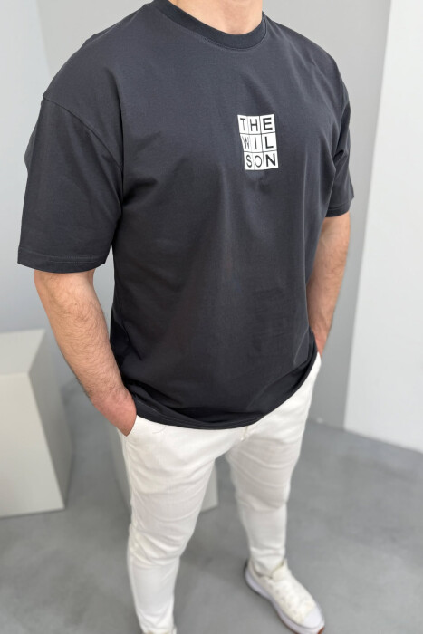 CHEST SQUARE BADGE ONE COLOR MEN T-SHIRT DARK GREY/GEE 