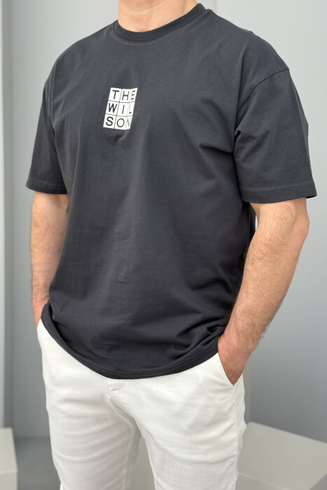 CHEST SQUARE BADGE ONE COLOR MEN T-SHIRT DARK GREY/GEE - 2