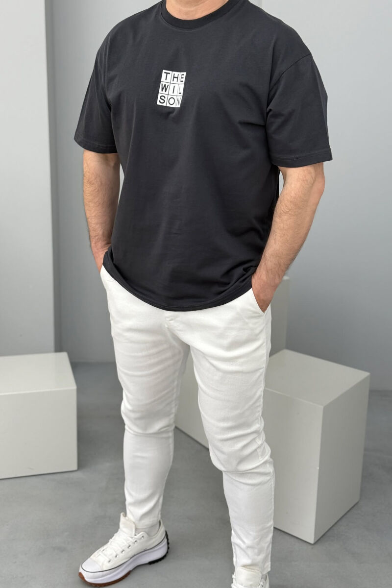 CHEST SQUARE BADGE ONE COLOR MEN T-SHIRT DARK GREY/GEE - 4