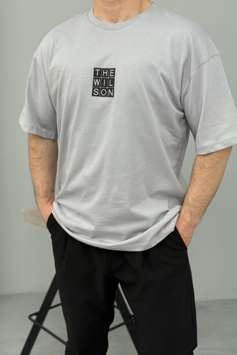 CHEST SQUARE BADGE ONE COLOR MEN T-SHIRT GREY/GRI 