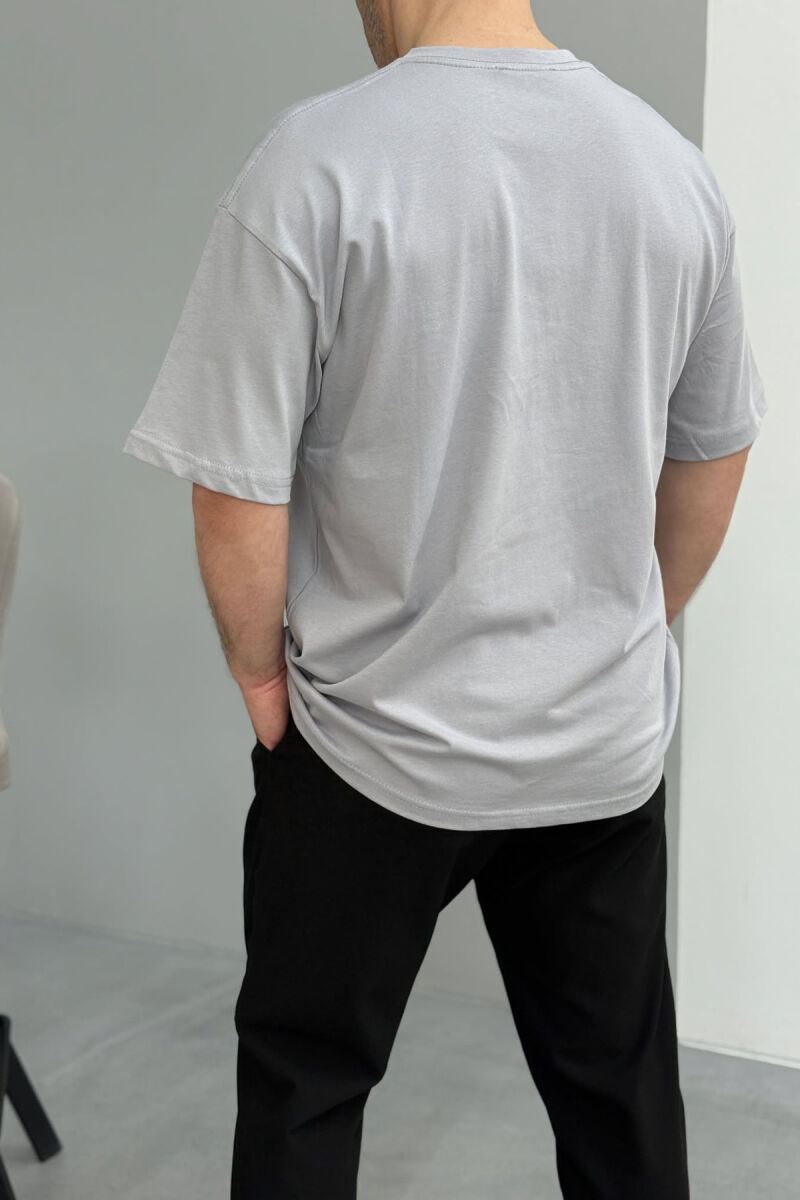 CHEST SQUARE BADGE ONE COLOR MEN T-SHIRT GREY/GRI - 3