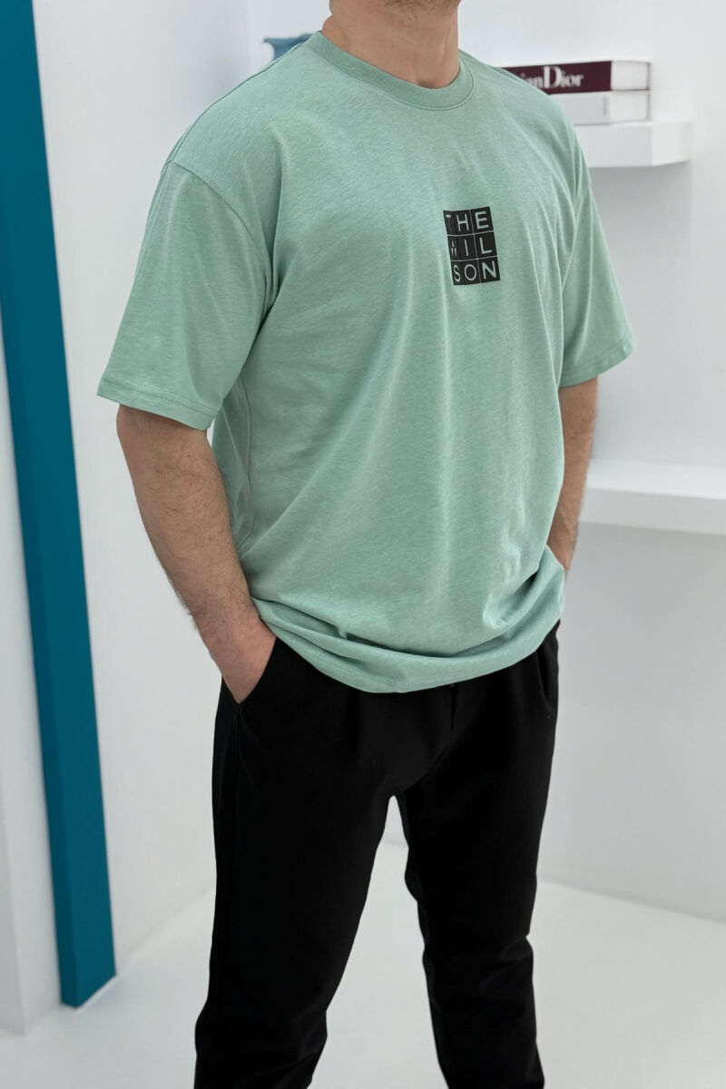 CHEST SQUARE BADGE ONE COLOR MEN T-SHIRT MINT/MENTE - 1
