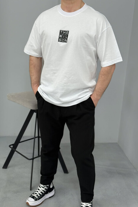 CHEST SQUARE BADGE ONE COLOR MEN T-SHIRT WHITE-E BARDHE - 2