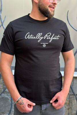 CHEST WRITTING MEN T-SHIRT BLACK/ E ZEZE 