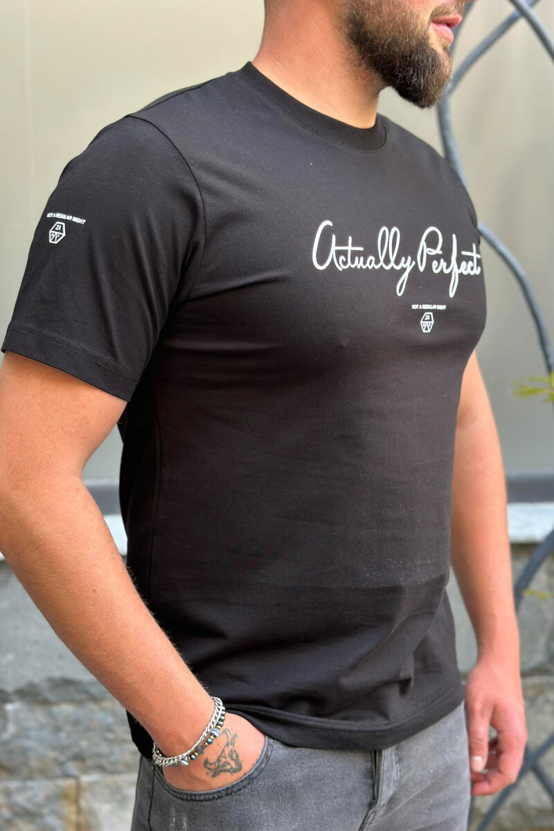 CHEST WRITTING MEN T-SHIRT BLACK/ E ZEZE - 3