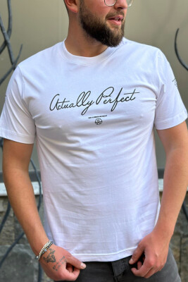 CHEST WRITTING MEN T-SHIRT WHITE-E BARDHE 