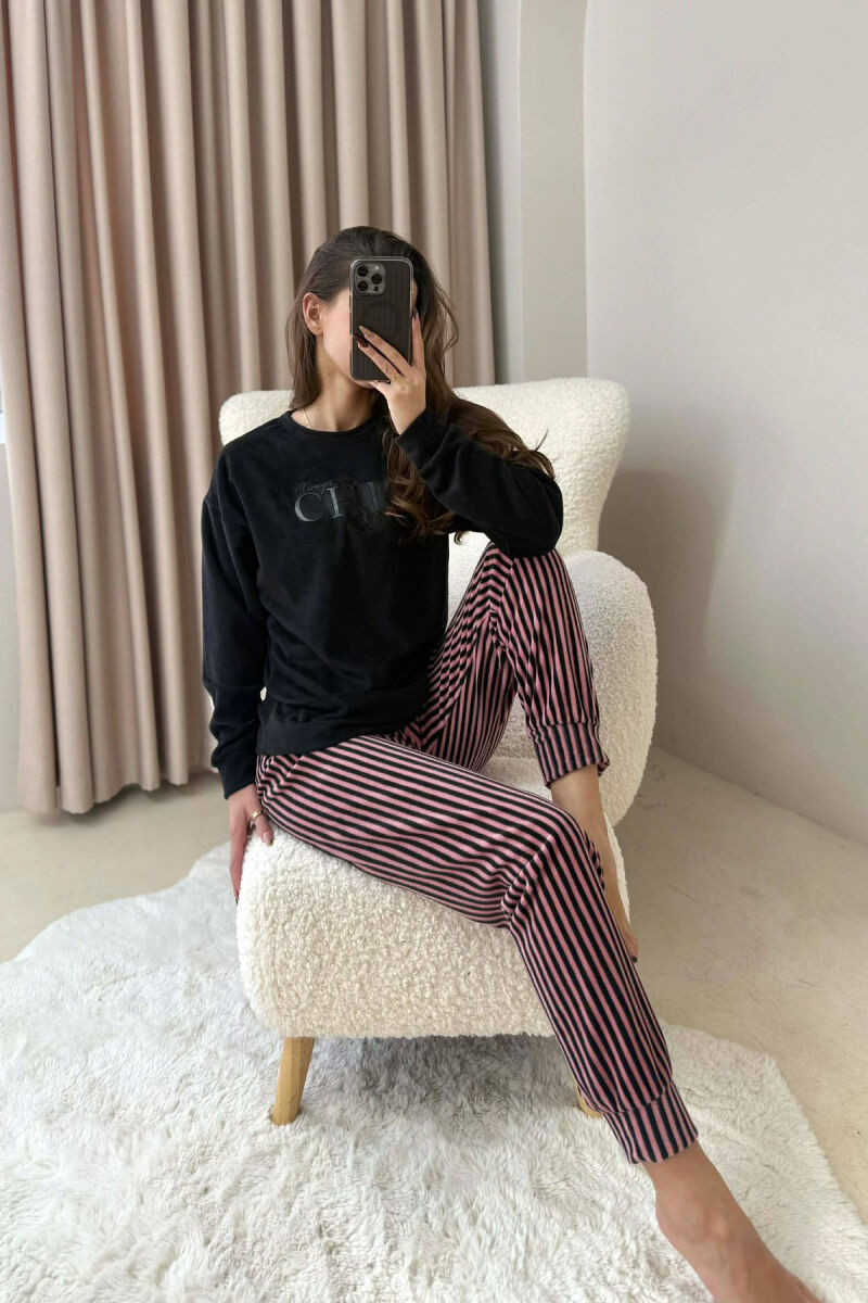 CHIC FRONT WRITTING WOMEN PYJAMAS BLACK/ E ZEZE - 3